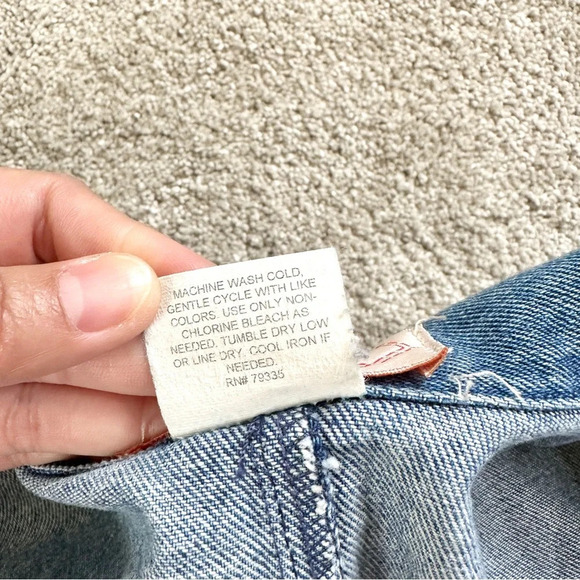 Apache Vintage Denim Single Breasted Blazer Jean Jacket Blue Y2K 80s Size L - Picture 8 of 10